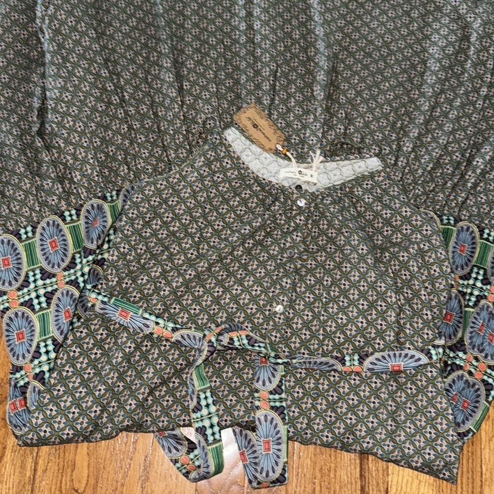Natural Life sunny side maxi dress green medallion boho medium NWT